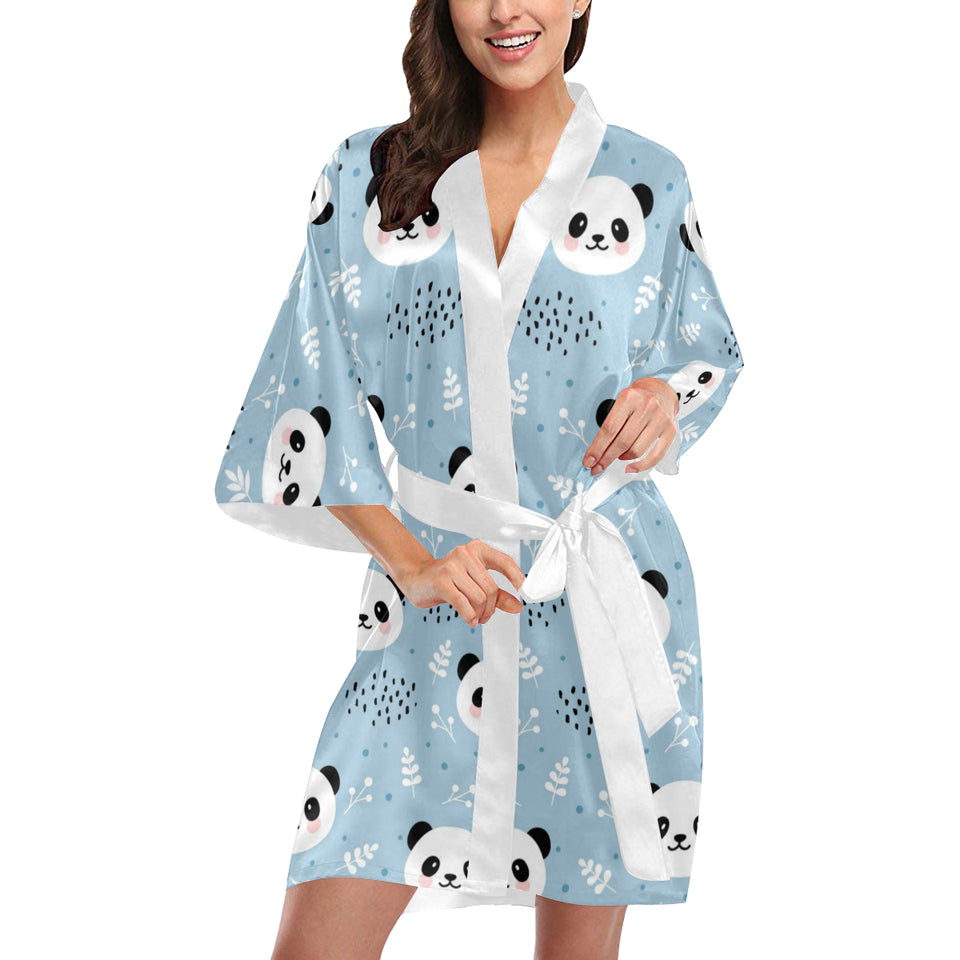 Cute panda pattern Women's Short Kimono Robe