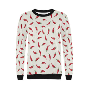 Chili peppers pattern Women's Crew Neck Sweatshirt