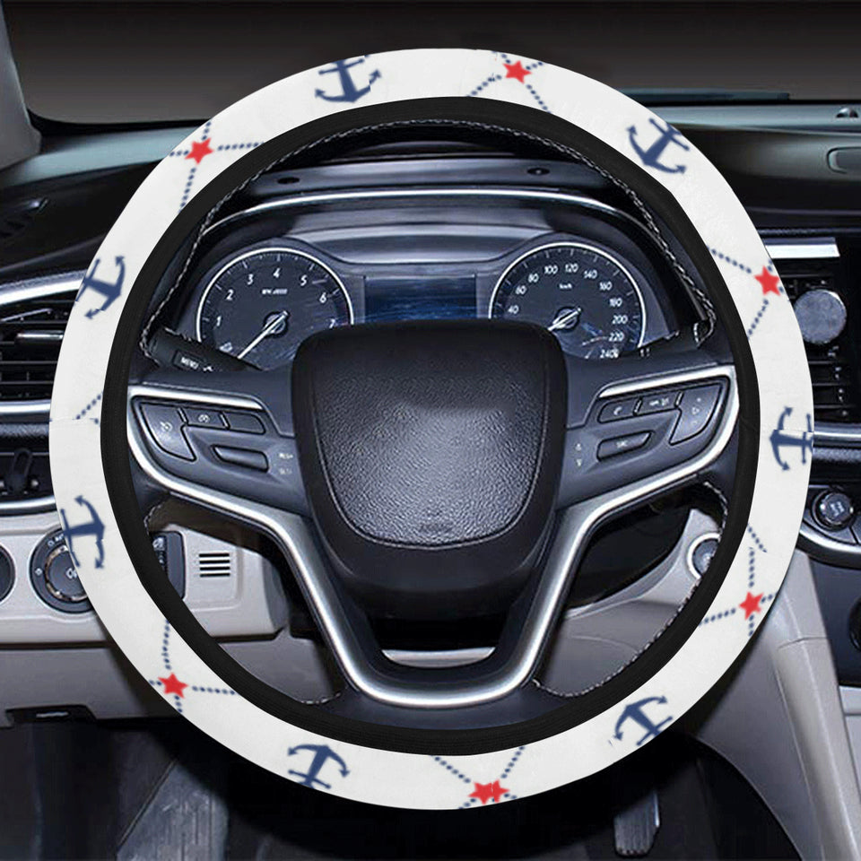 Anchor rudder nautical design pattern Car Steering Wheel Cover