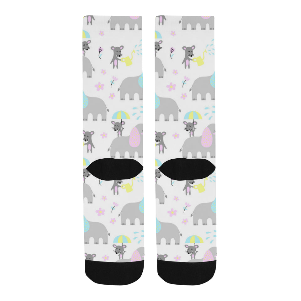 Cute elephant mouse pattern Crew Socks
