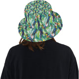 Colorful parrot exotic flower leaves Unisex Bucket Hat