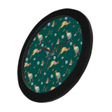 Kangaroo leaves pattern Elegant Black Wall Clock