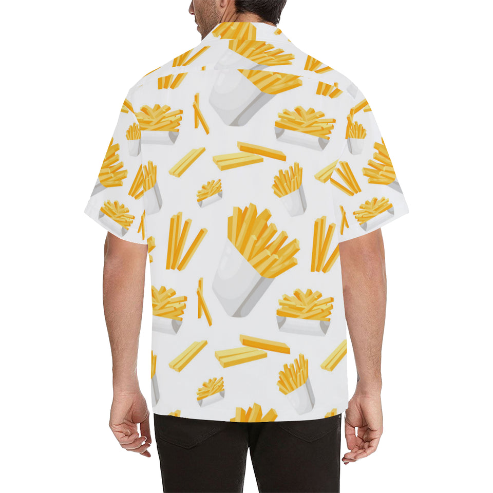 French fries white paper box pattern Men's All Over Print Hawaiian Shirt
