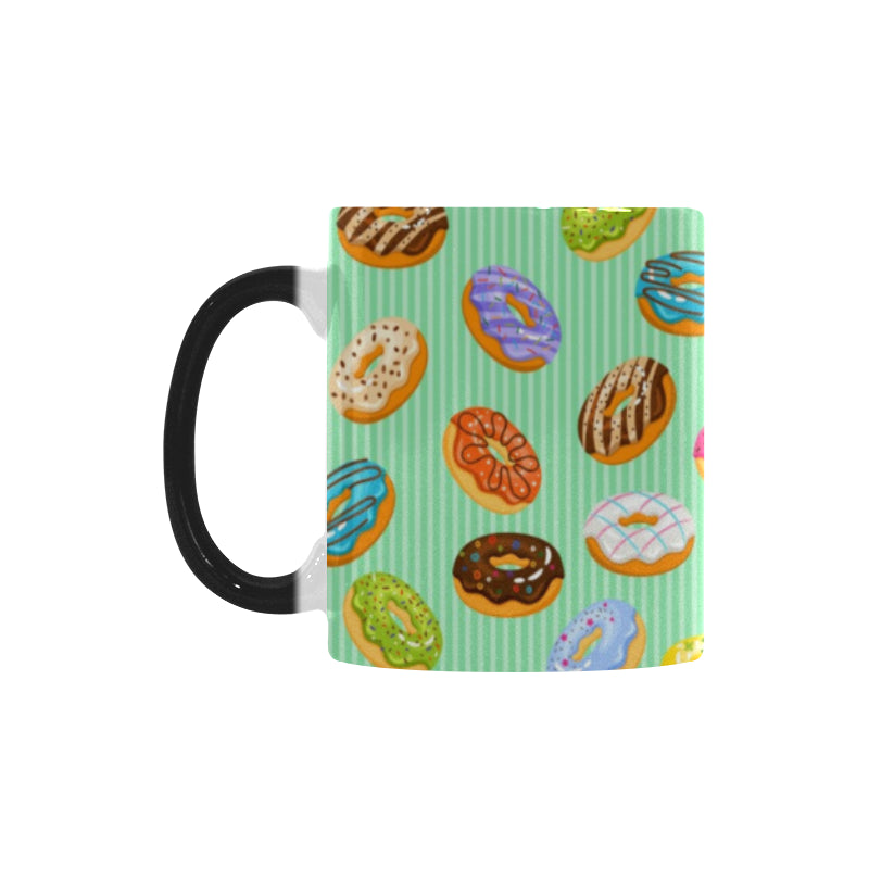 Colorful donut pattern green background Morphing Mug Heat Changing Mug