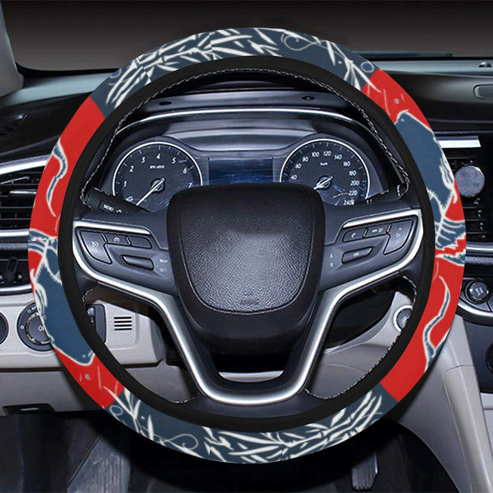Fancy Carps hand drawn japanese art Car Steering Wheel Cover