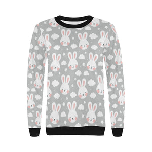 Rabbit cloud Pattern Women's Crew Neck Sweatshirt