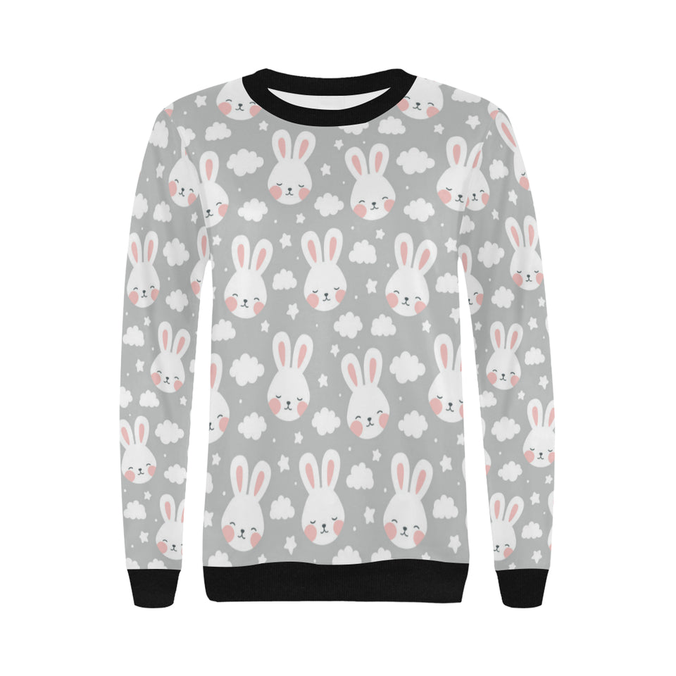 Rabbit cloud Pattern Women's Crew Neck Sweatshirt