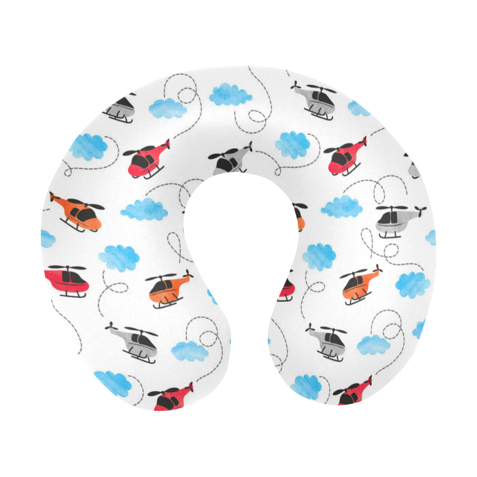 Watercolor helicopter cloud pattern U-Shaped Travel Neck Pillow