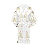 Beautiful Japanese cranes pattern Women's Short Kimono Robe