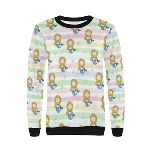 Cute hand drawn mermaid Women's Crew Neck Sweatshirt