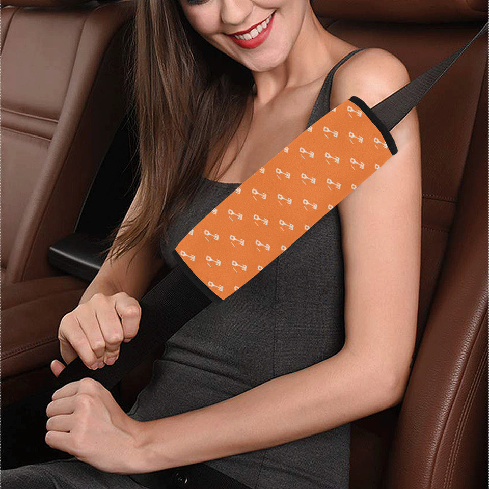 Engine Piston Orange Background Pattern Print Desi Car Seat Belt Cover