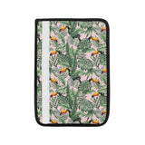 Toucan tropical green jungle palm pattern Car Seat Belt Cover
