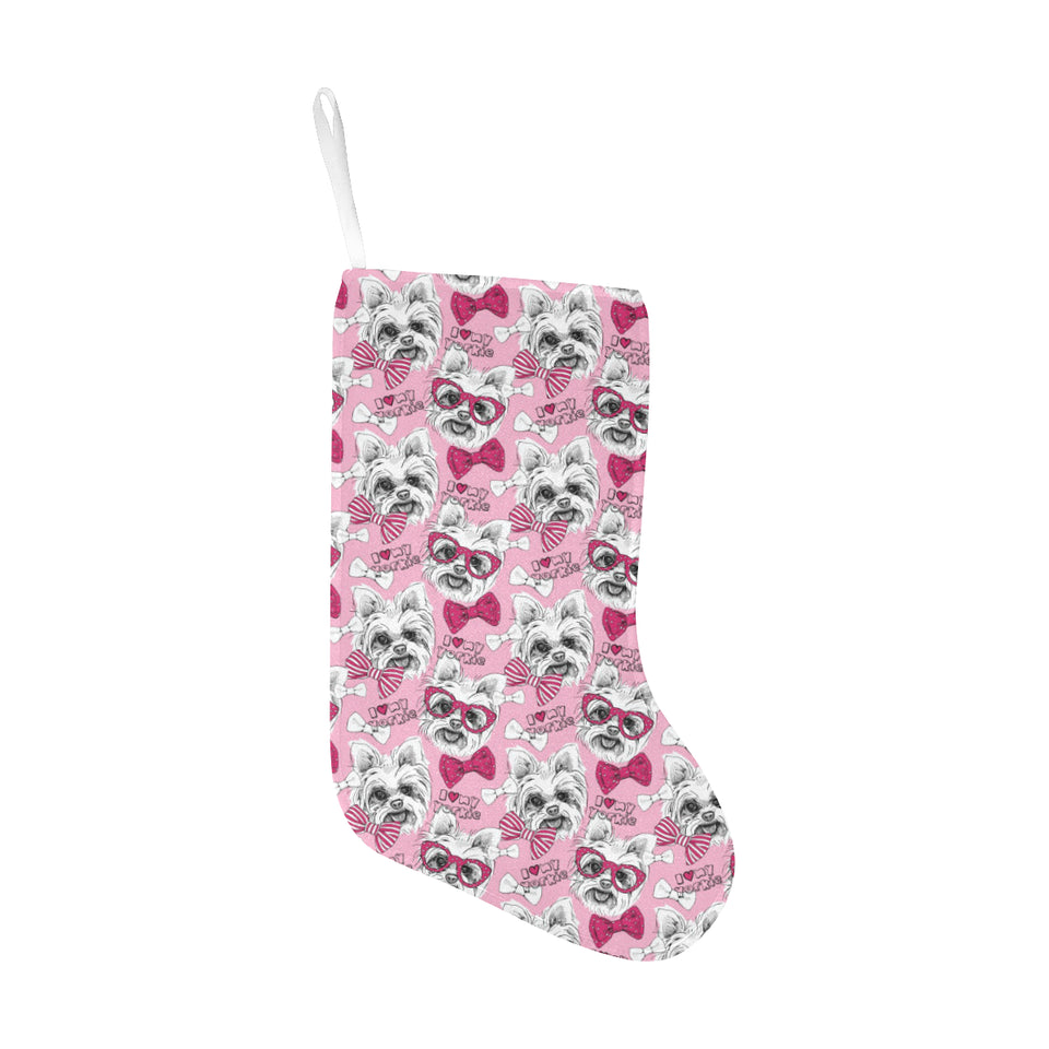 Yorkshire Terrier Pattern Print Design 03 Christmas Stocking