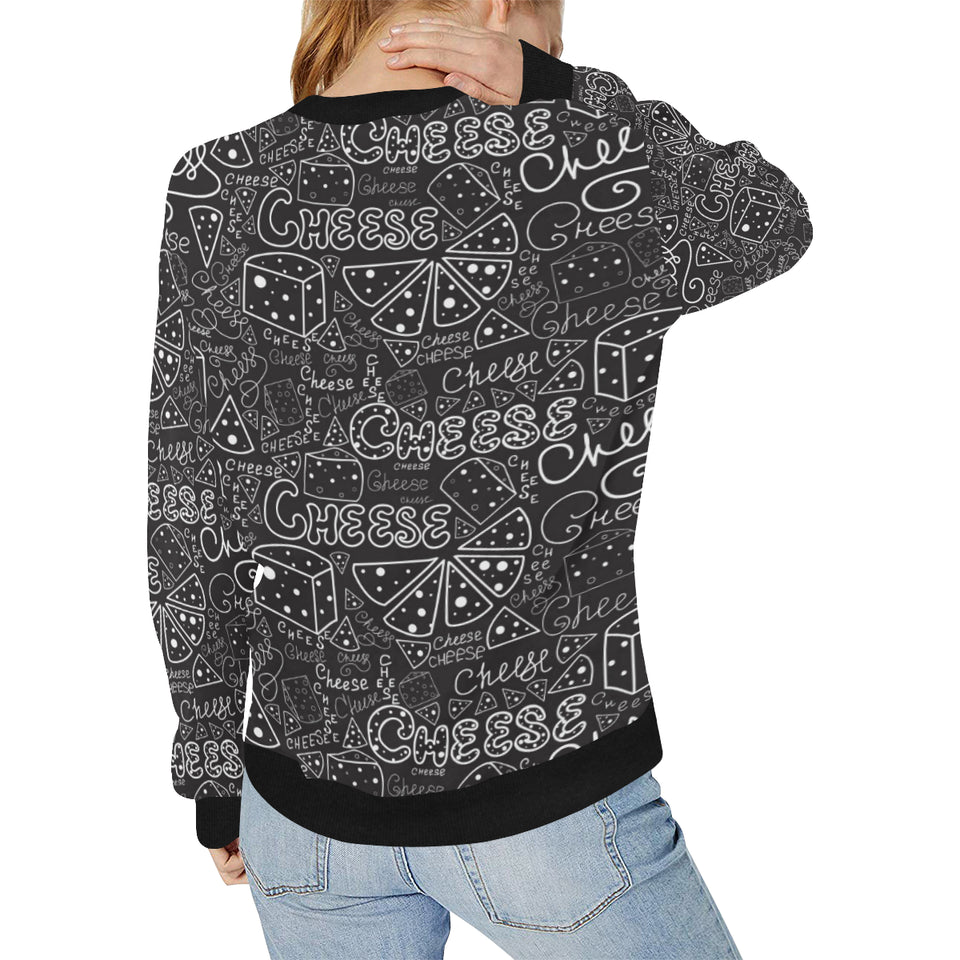 Handwritten cheese pattern Women's Crew Neck Sweatshirt