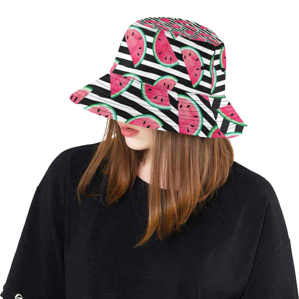 Watercolor paint textured watermelon pieces Unisex Bucket Hat