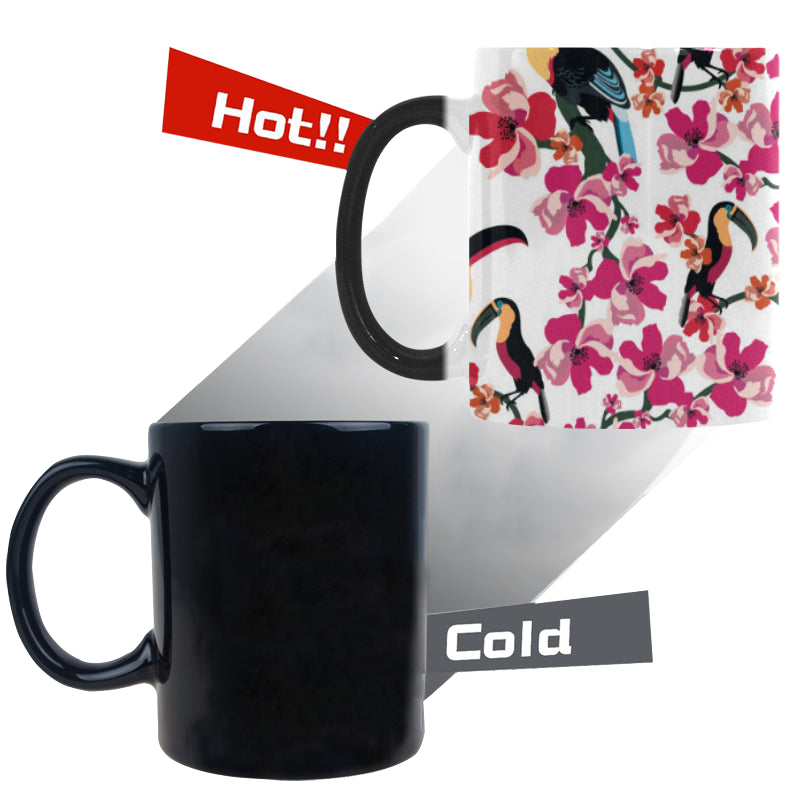 Toucan flower design pattern Morphing Mug Heat Changing Mug
