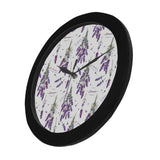 lavender flower design pattern Elegant Black Wall Clock