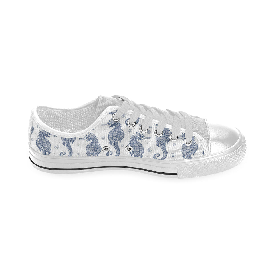 Seahorse pattern background Men's Low Top Shoes White