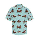 Horses running horses rider pattern Men's All Over Print Hawaiian Shirt