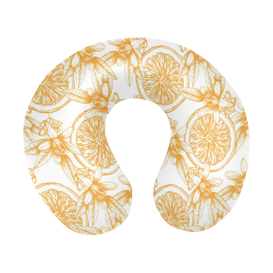 hand drawn orange fruit pattern U-Shaped Travel Neck Pillow
