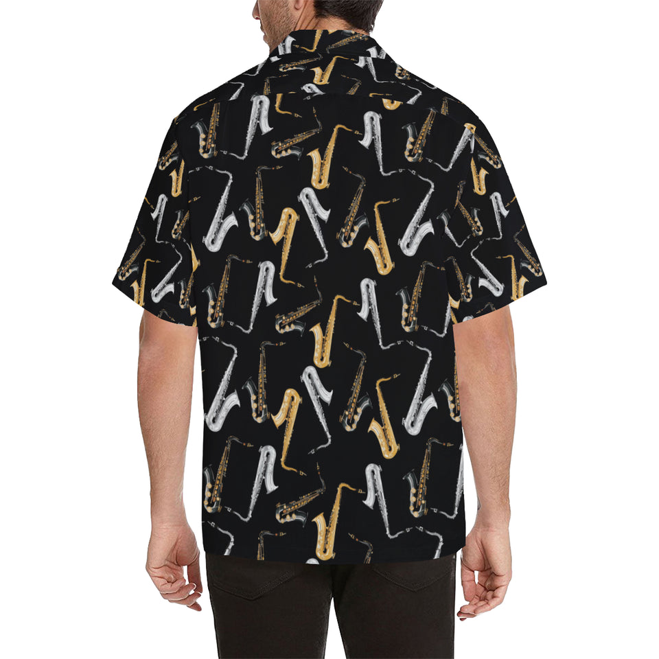 saxophone design pattern Men's All Over Print Hawaiian Shirt