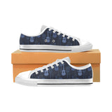 Blue Theme guitar pattern Men's Low Top Canvas Shoes White