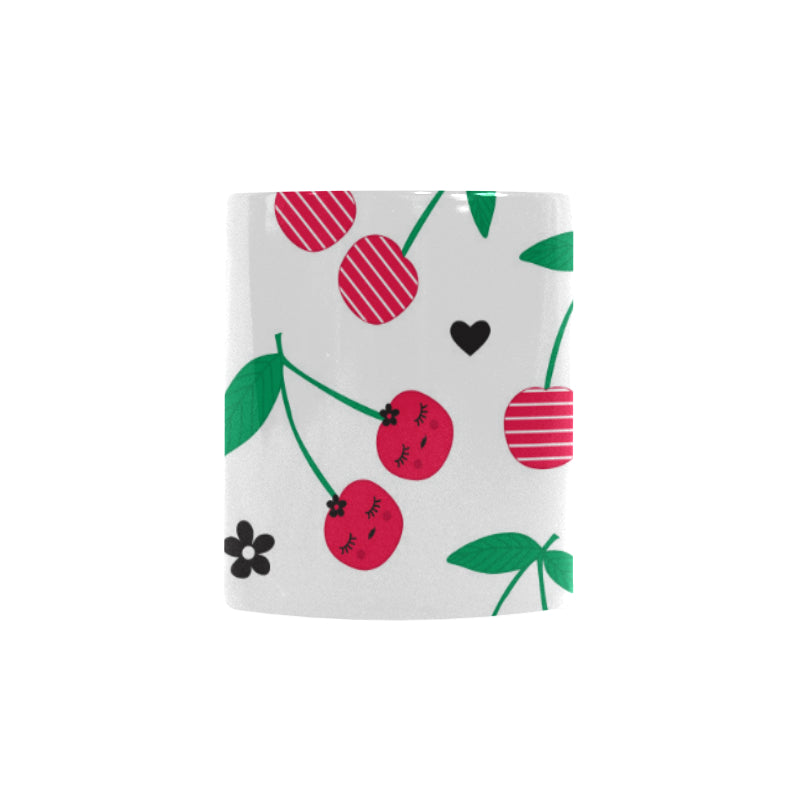 cherry pattern white background Morphing Mug Heat Changing Mug