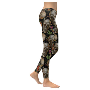 Skull rose humming bird flower pattern Women's Legging Fulfilled In US