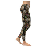 Skull rose humming bird flower pattern Women's Legging Fulfilled In US