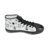 Hand drawn space elements space rocket star planet Women's High Top Canvas Shoes Black