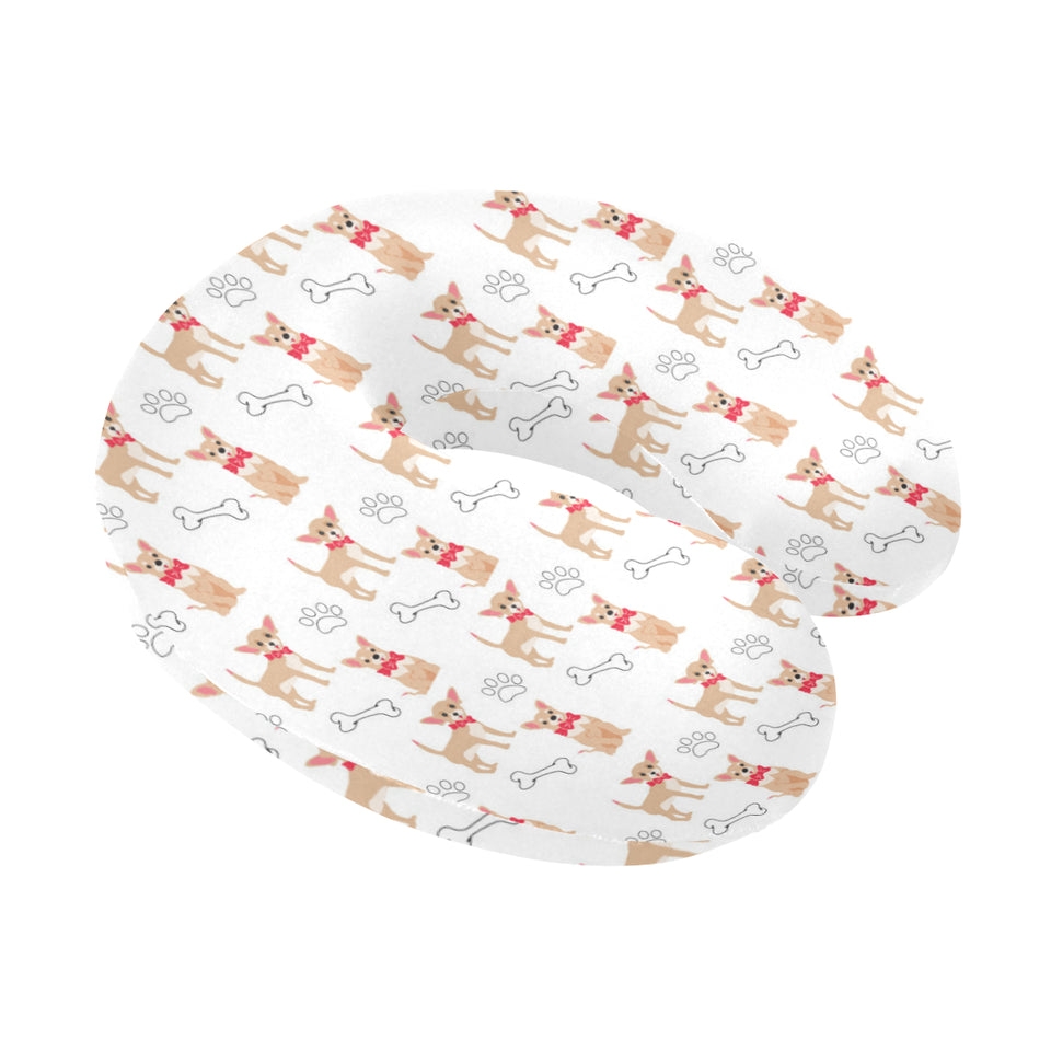 Chihuahua bone paw pattern U-Shaped Travel Neck Pillow