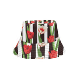 red and white tulips pattern Unisex Bucket Hat