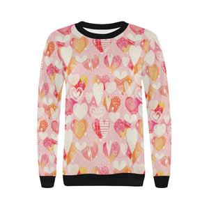 Hand drawn heart design pattern Women's Crew Neck Sweatshirt