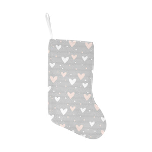 Heart pattern gray background Christmas Stocking