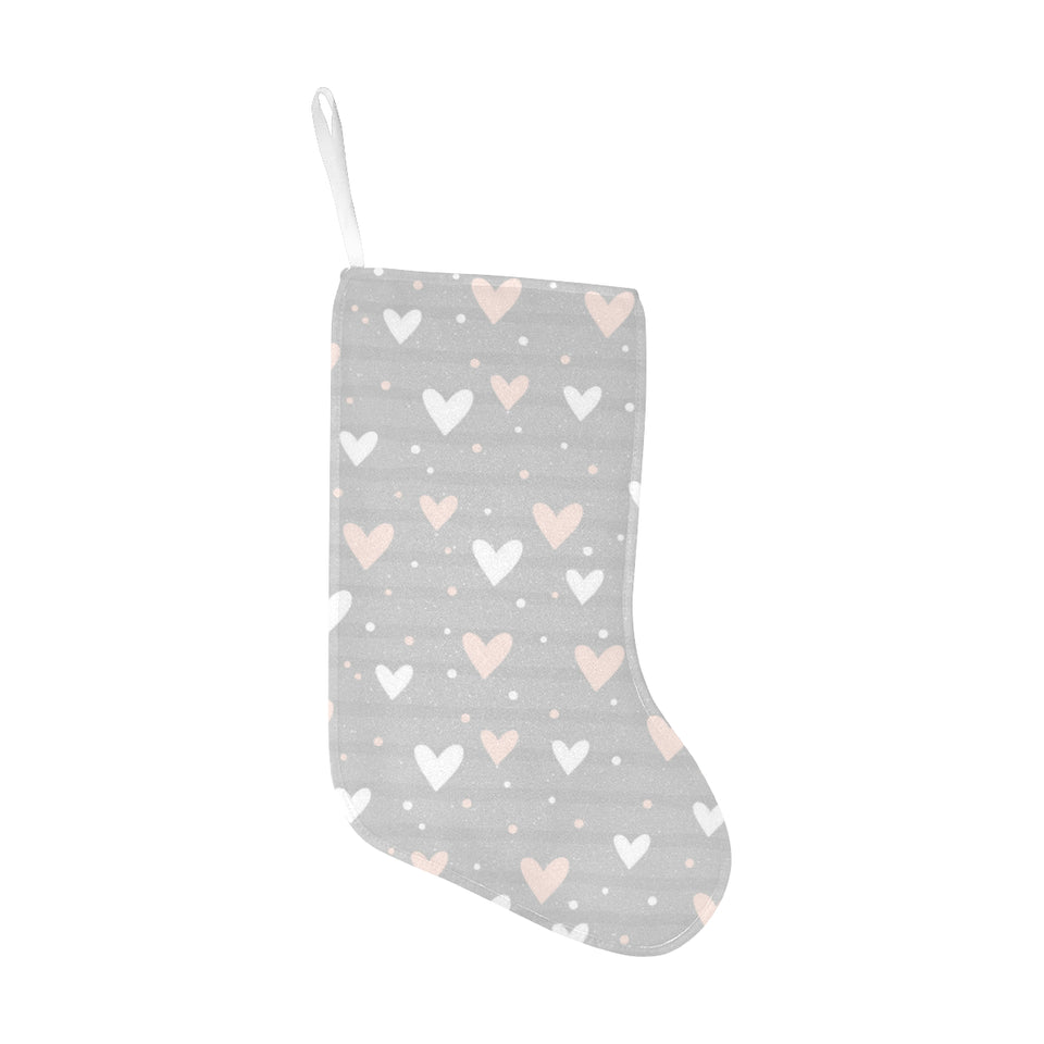 Heart pattern gray background Christmas Stocking