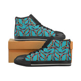 Boomerang Australian aboriginal ornament blue back Men's High Top Canvas Shoes Black