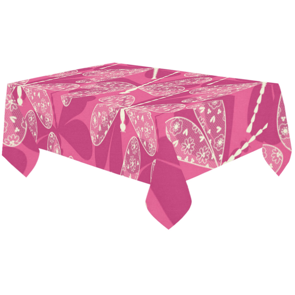 Beautiful dragonfly pink background Tablecloth