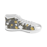 Beautiful gold autumn maple leaf pattern Women's High Top Canvas Shoes White