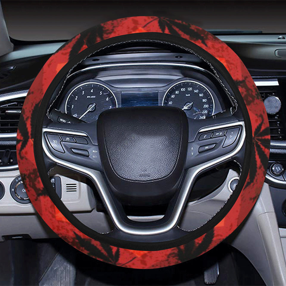 Canabis Marijuana Weed Pattern Print Design 03 Car Steering Wheel Cover