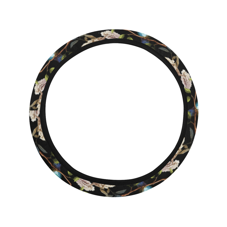 Hummingbird Pattern Print Design 03 Car Steering Wheel Cover