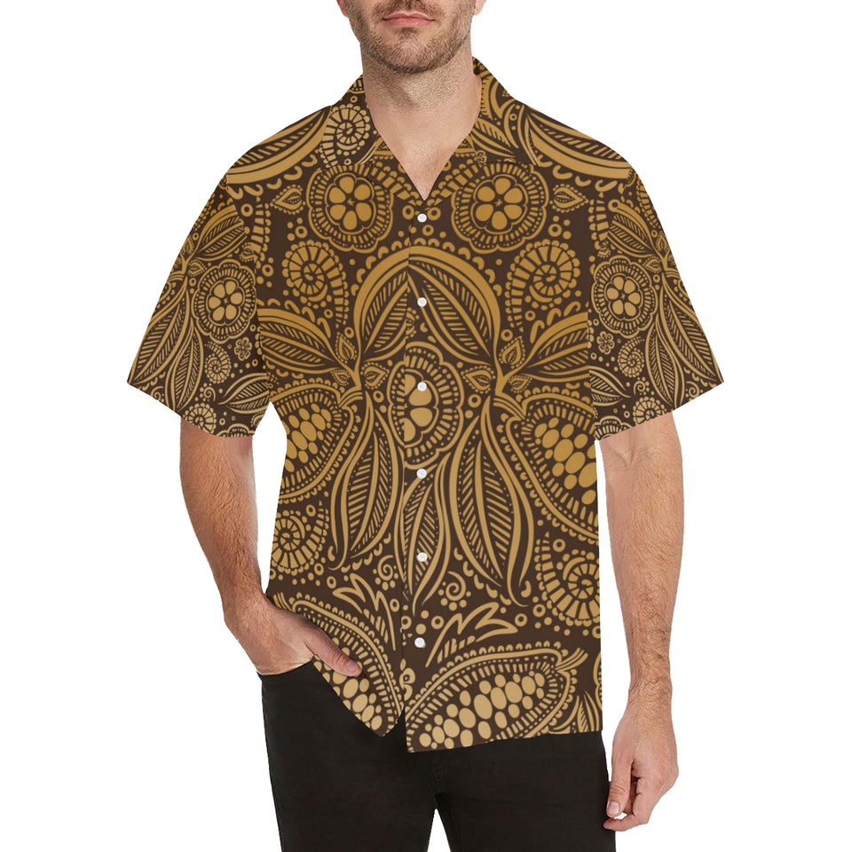 cacao beans tribal polynesian pattern background Men's All Over Print Hawaiian Shirt