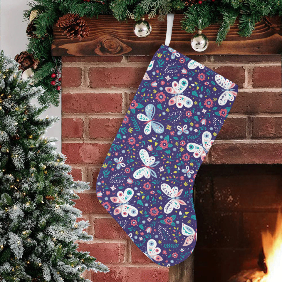 Colorful butterfly flower pattern.eps Christmas Stocking