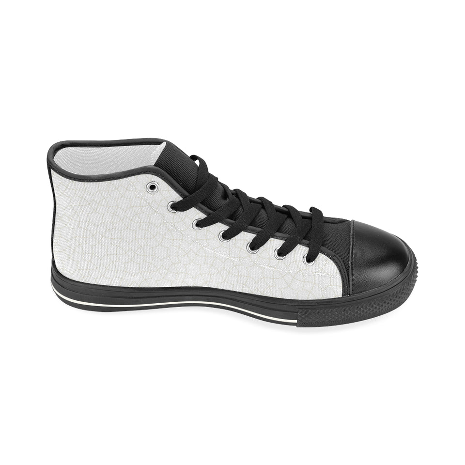 arabic white pattern Women's High Top Canvas Canvas Shoes Black
