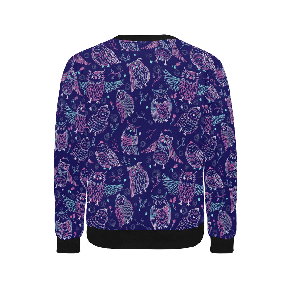 Cute owls pattern boho style ornament Men's Crew Neck Sweatshirt