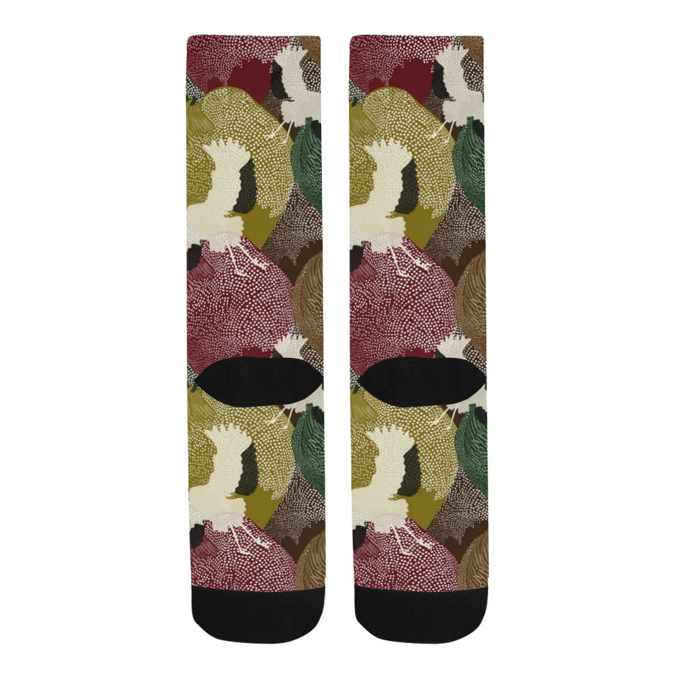 Japanese cranes flying forest dot pattern Crew Socks