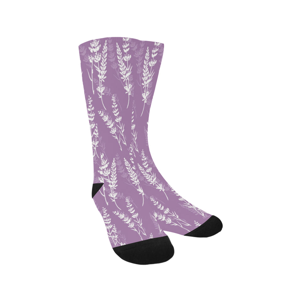 Lavender flowers purple pattern Crew Socks