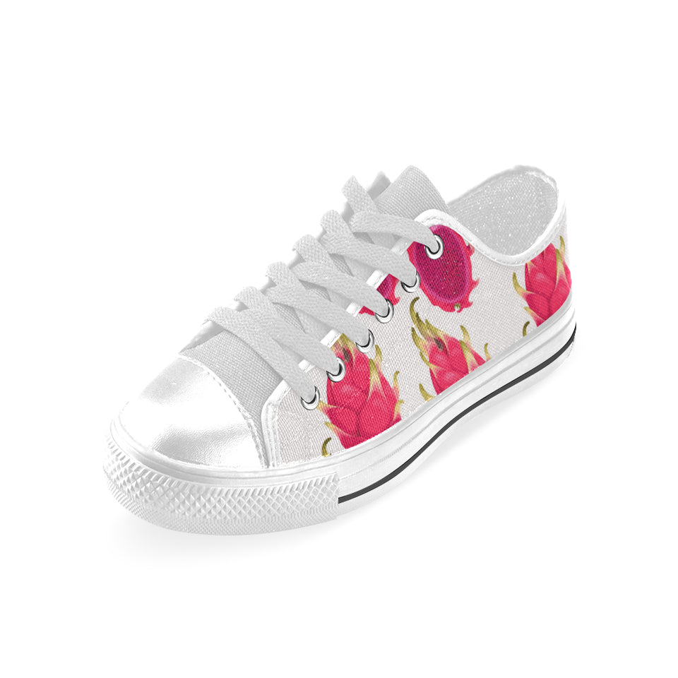 dragon fruits design pattern Men's Low Top Shoes White