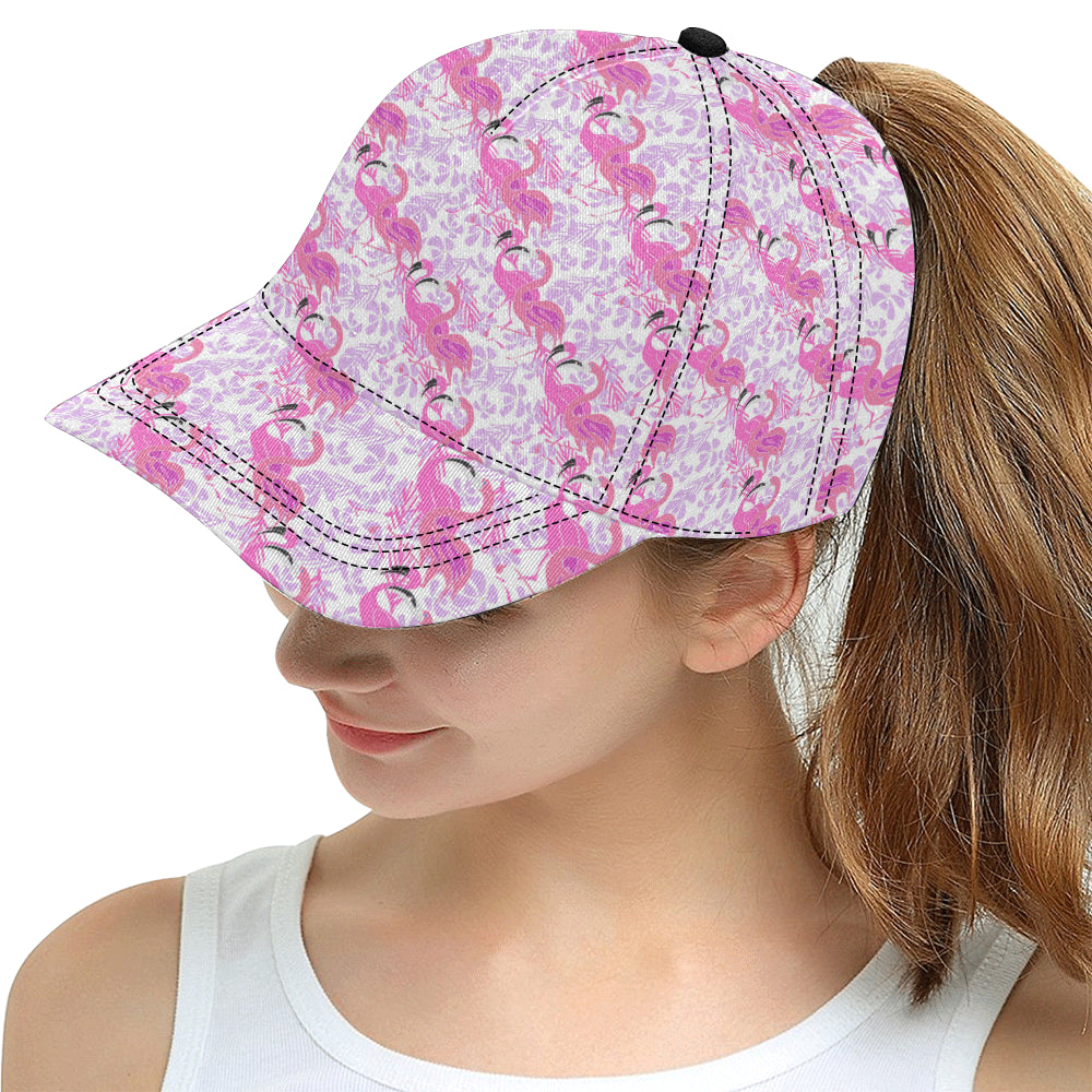 Pink flamingo flower pattern All Over Print Snapback Cap