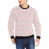 Clock pattern pink blackground Men's Crew Neck Sweatshirt