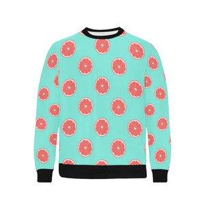 Grapefruit green background Men's Crew Neck Sweatshirt
